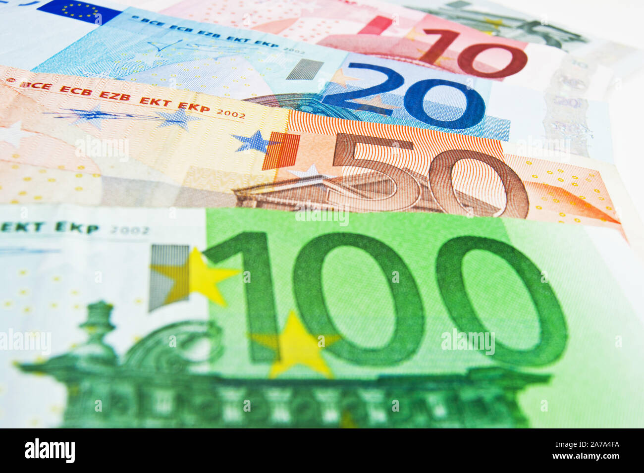 Différents billets en euros comme arrière-plan Banque D'Images