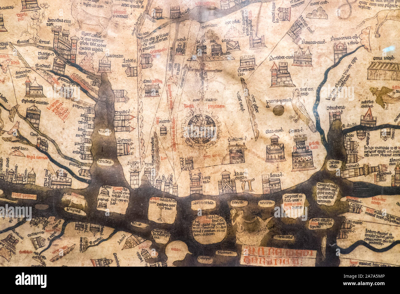Mappa Mundi Celebre Site Cathedrale Cathedrale Hereford Comte Ville Angleterre De Anglais De Pays De Galles Gallois Electronique Uk Bretagne British Photo Stock Alamy