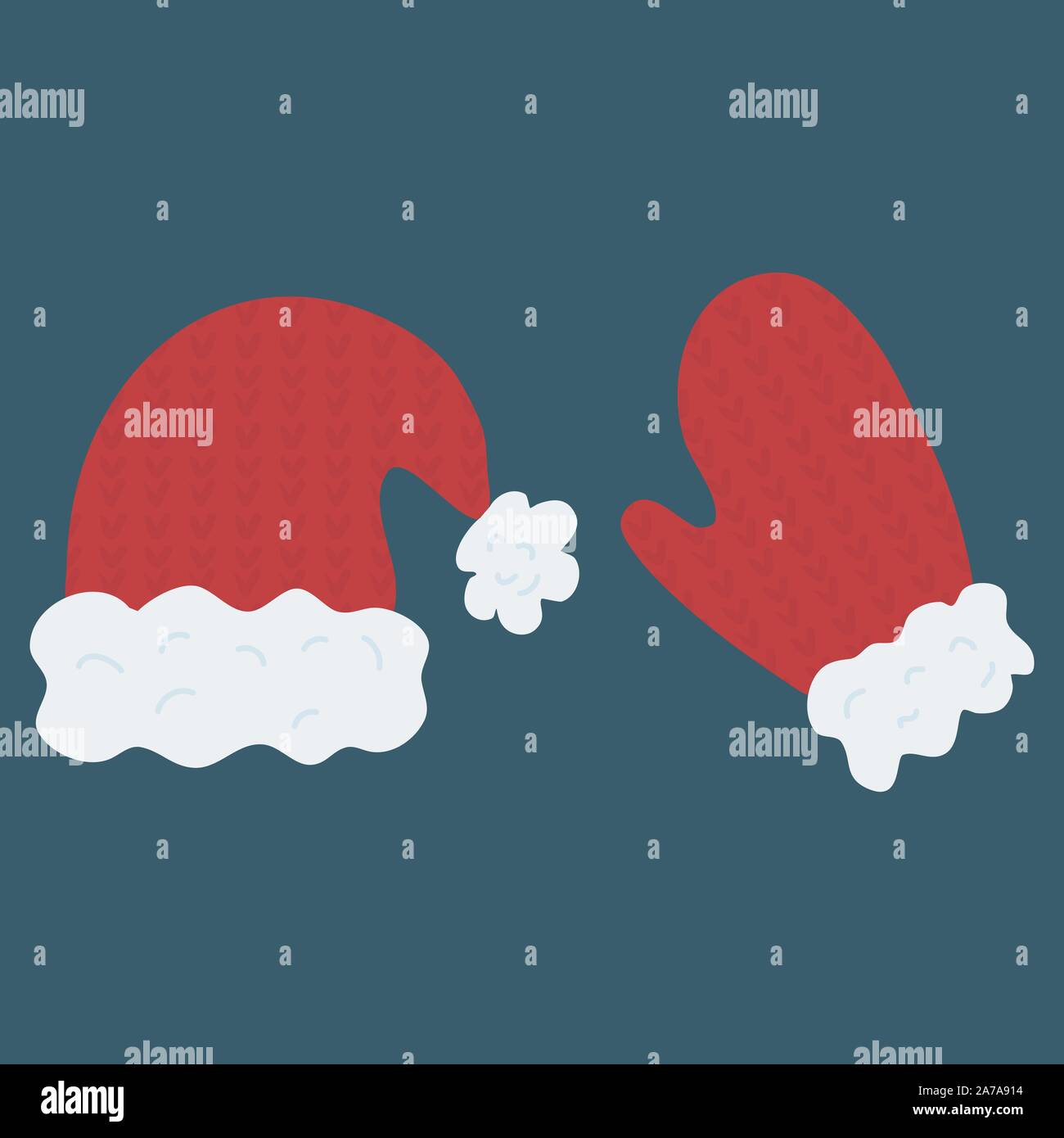Beau Père Noël mitt et hat. Happy Holiday celebration. Nouvelle année, noël. Hiver noël saison. Vector illustration design. Illustration de Vecteur