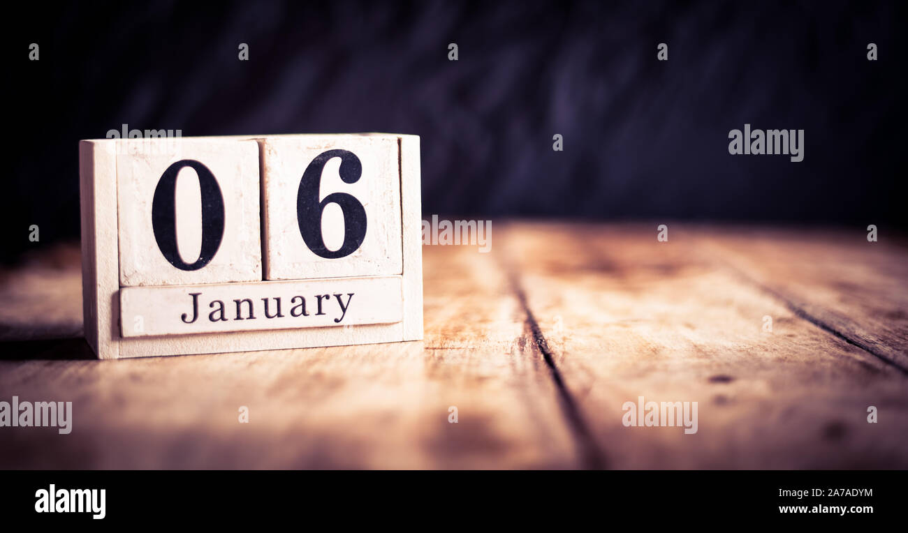 6 Janvier 6 Janvier Le Sixieme De Janvier Mois Du Calendrier Date Anniversaire Ou D Anniversaire Ou Photo Stock Alamy