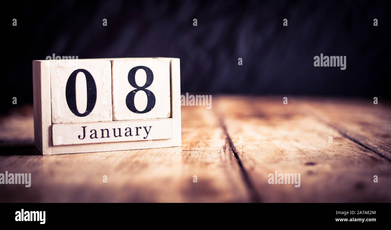 8 janvier, 8 janvier, Huitième de janvier, mois du calendrier - date ou anniversaire ou anniversaire Photo Stock - Alamy