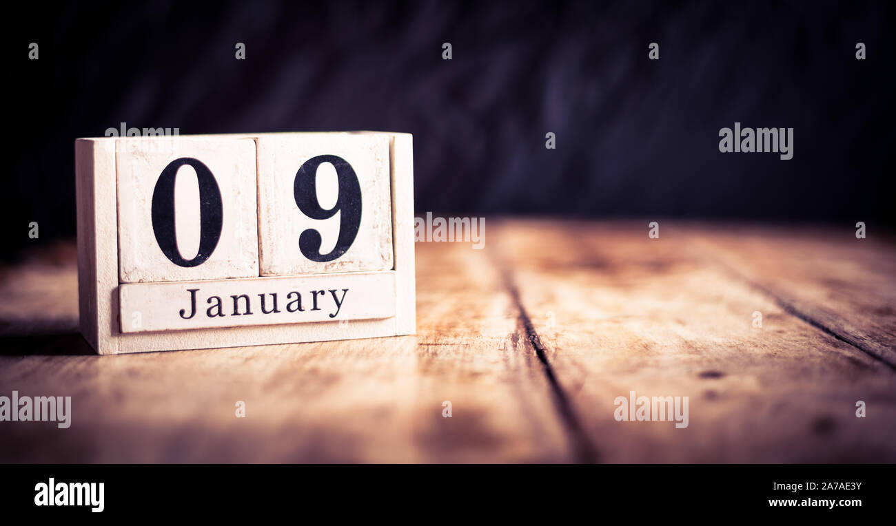 9 janvier, 9 janvier, 9 janvier, mois du calendrier - date ou anniversaire ou anniversaire Photo Stock - Alamy