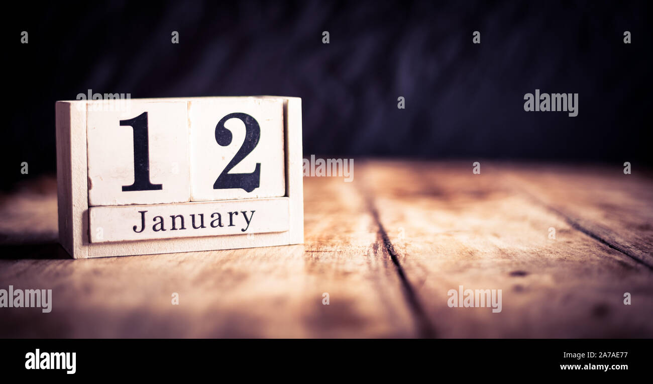 12 janvier, 12 janvier, 12 Janvier, mois du calendrier - date ou anniversaire ou anniversaire Photo Stock - Alamy