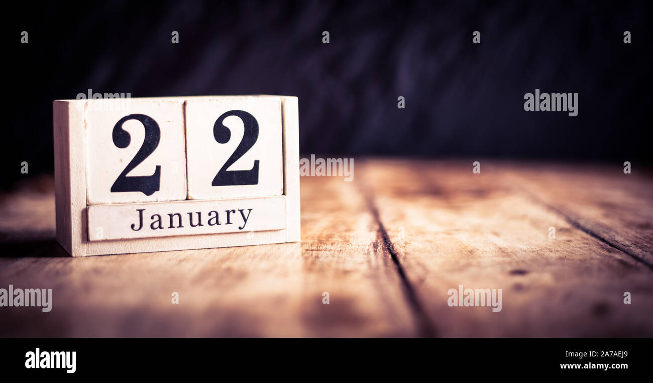 22 janvier, 22 janvier, vingt deuxième de janvier, mois du calendrier - date anniversaire ou d'anniversaire ou Photo Stock - Alamy