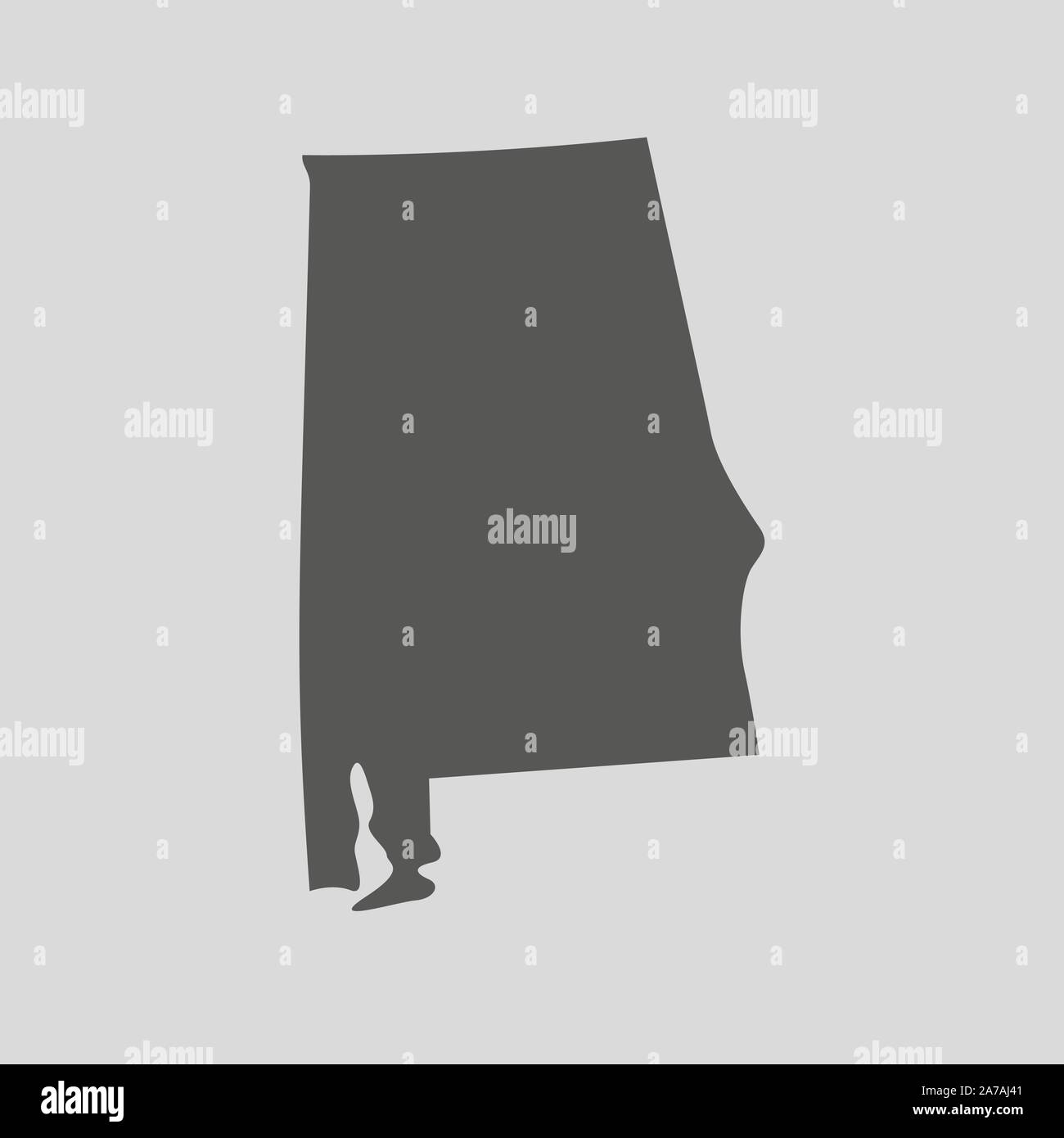 Carte noire de l'état de l'Alabama - vector illustration. Carte plate simple état de l'Alabama. Illustration de Vecteur