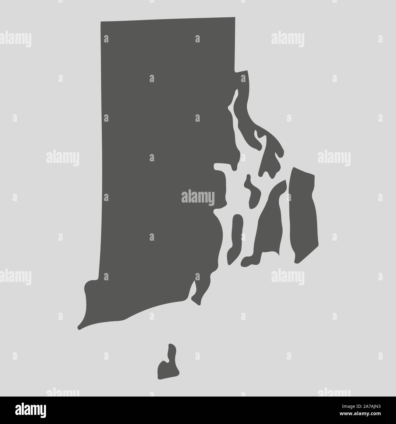 Carte noire de l'État de Rhode Island - vector illustration. Carte plate simple État de Rhode Island. Illustration de Vecteur