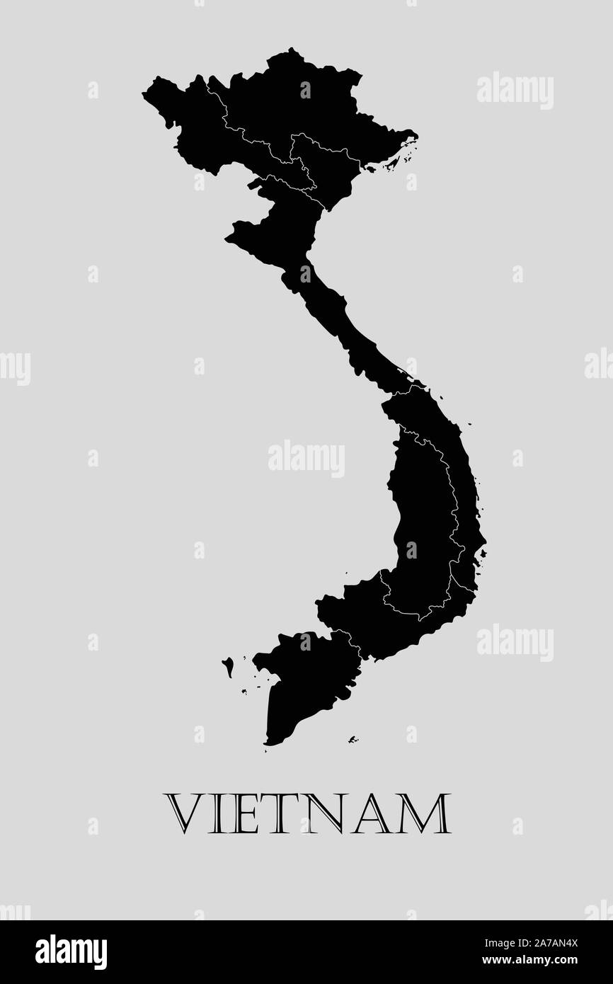 Carte du Vietnam noir sur fond gris clair. Carte du Vietnam noir - vector illustration. Illustration de Vecteur