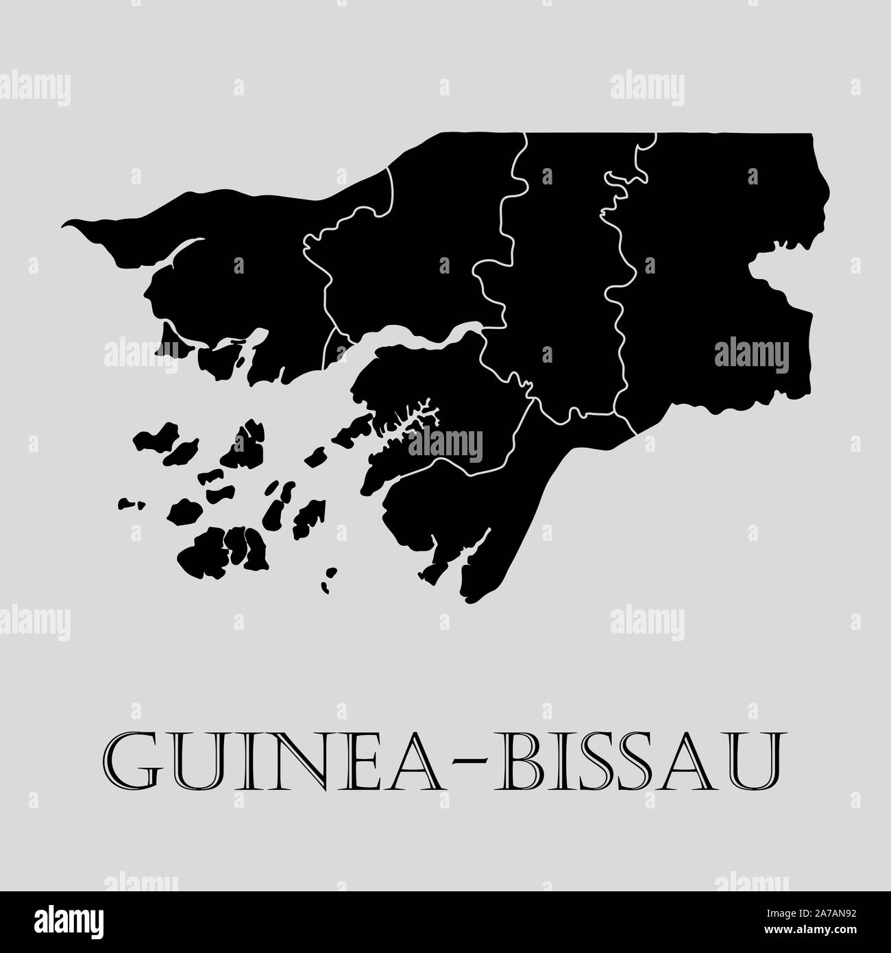 Guinée - Bissau carte noire sur fond gris clair. Guinée - Bissau carte noire - vector illustration. Illustration de Vecteur