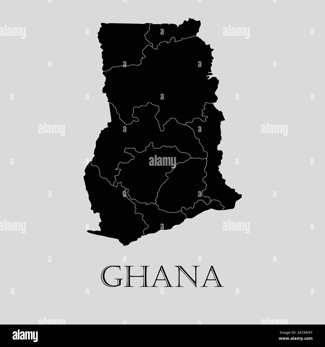 Carte Ghana noir sur fond gris clair. Carte Ghana noir - vector illustration. Illustration de Vecteur