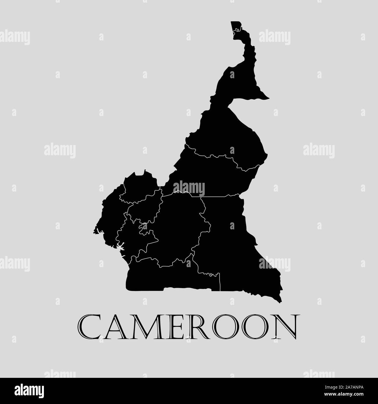 Carte Cameroun noir sur fond gris clair. Carte Cameroun noir - vector illustration. Illustration de Vecteur
