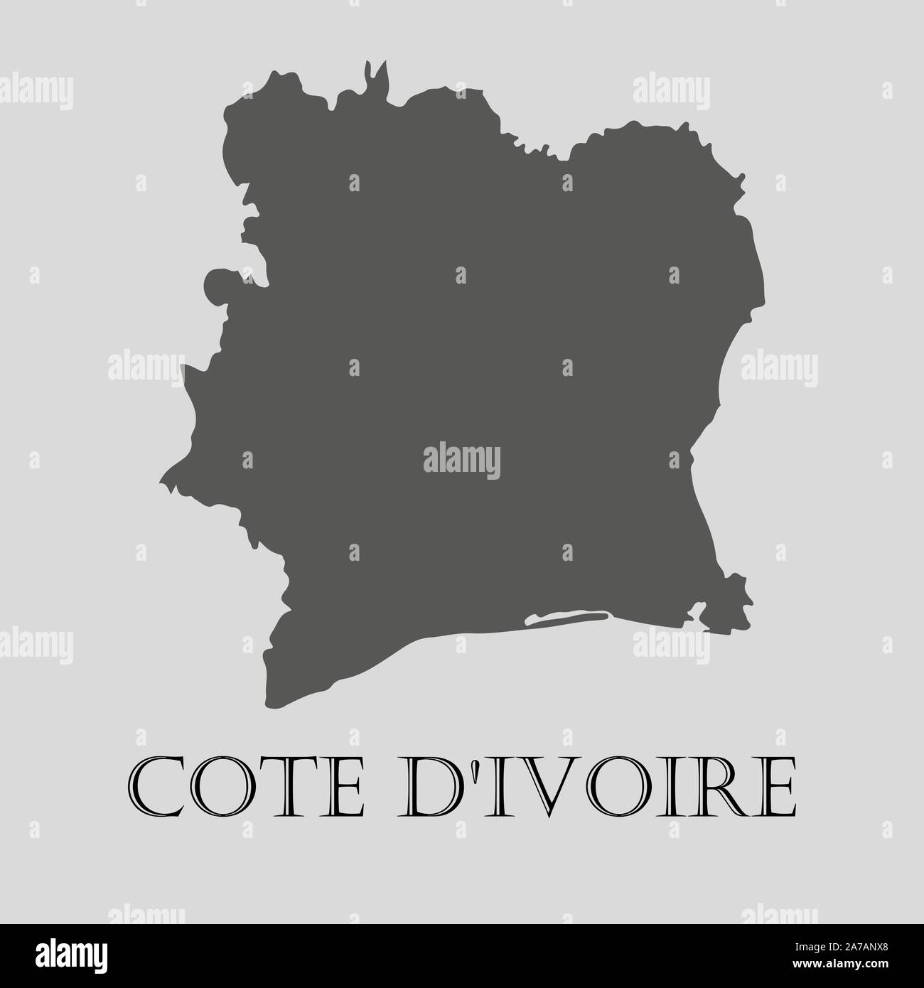 Gris simple Côte d'Ivoire carte sur fond gris clair. Côte d'Ivoire gris site - vector illustration. Illustration de Vecteur