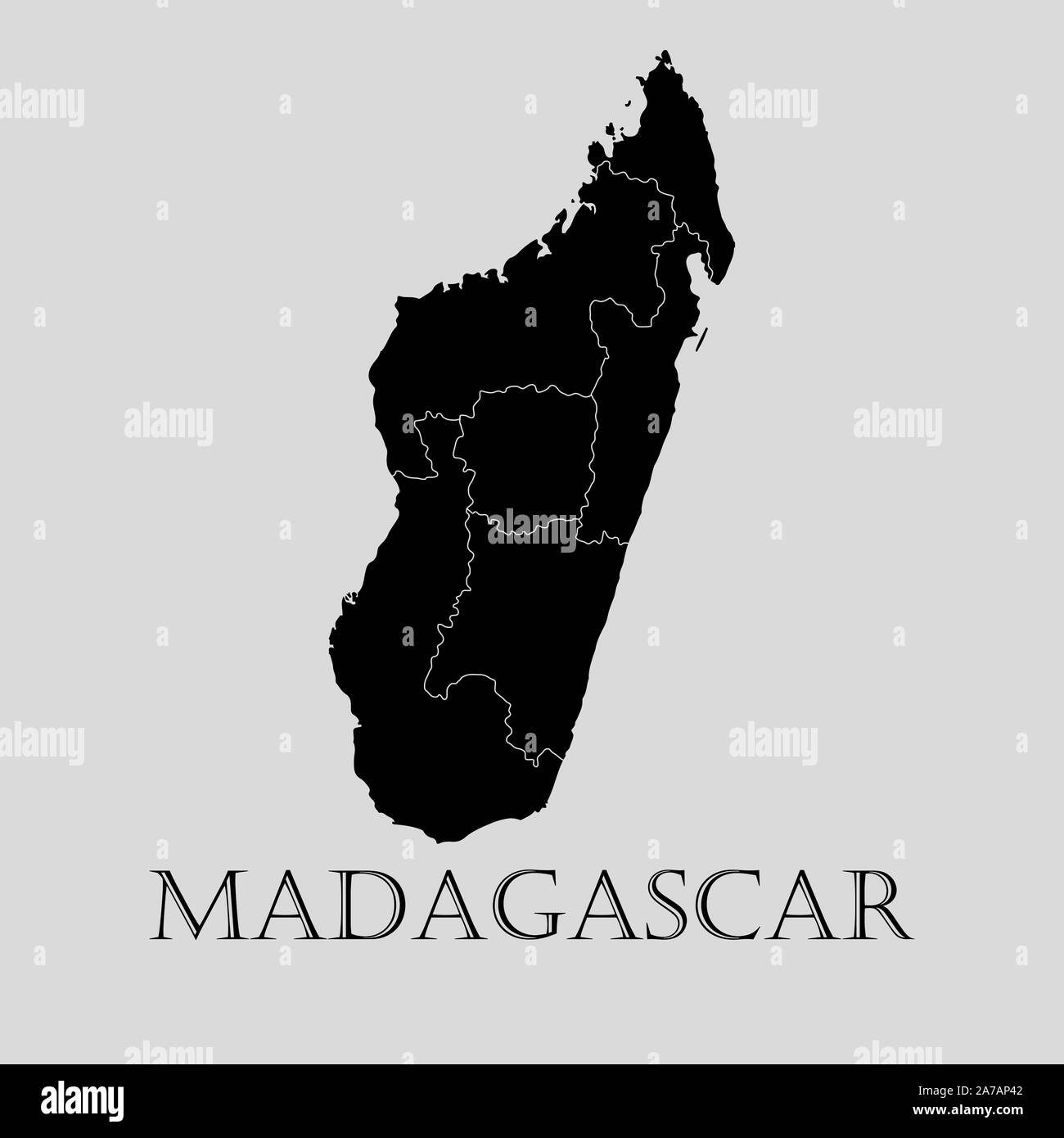 Carte Madagascar noir sur fond gris clair. Carte Madagascar noir - vector illustration. Illustration de Vecteur