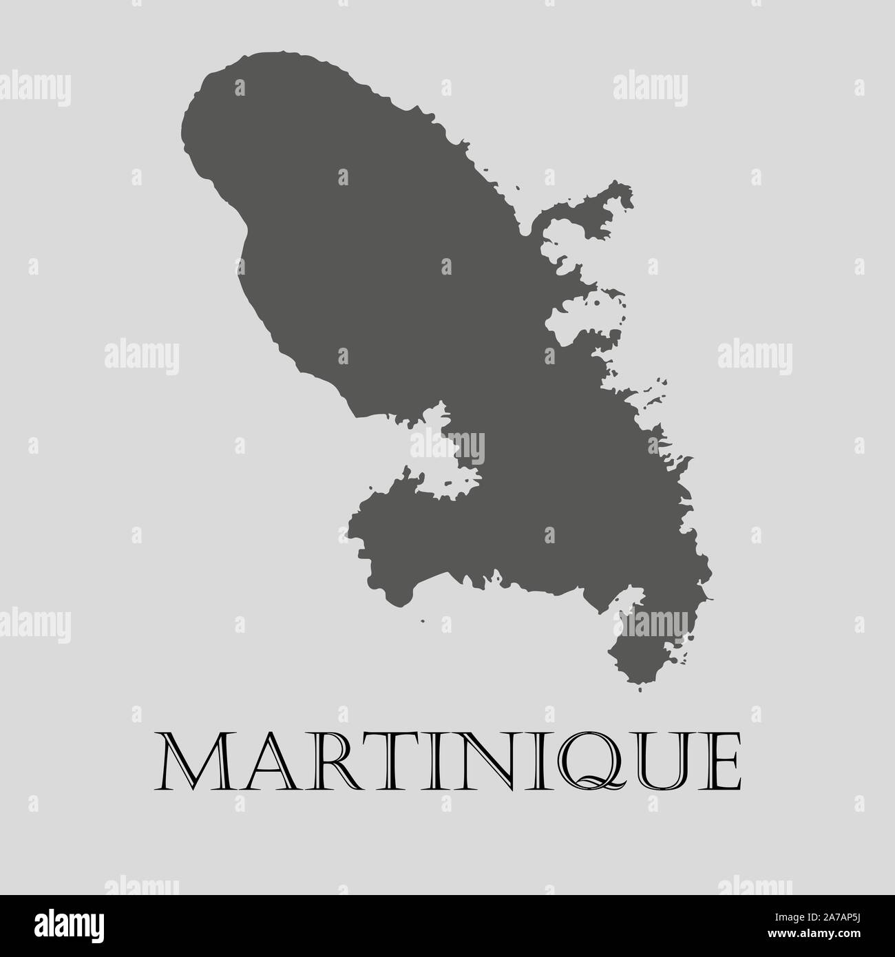 Carte Martinique gris sur fond gris clair. Carte Martinique gris - vector illustration. Illustration de Vecteur