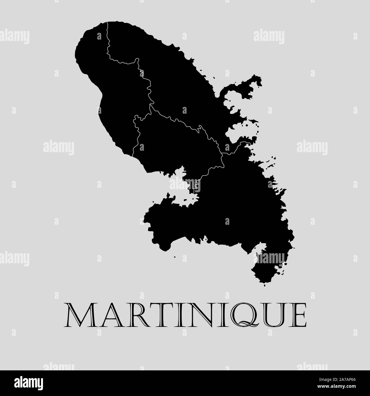Carte Martinique noir sur fond gris clair. Carte Martinique noir - vector illustration. Illustration de Vecteur