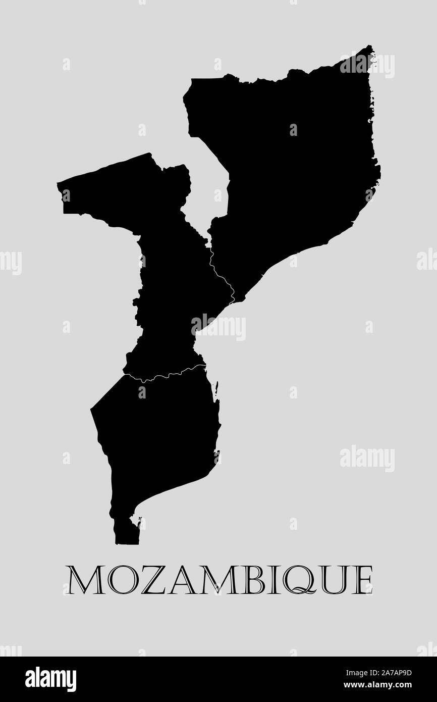 Carte Mozambique noir sur fond gris clair. Carte Mozambique noir - vector illustration. Illustration de Vecteur