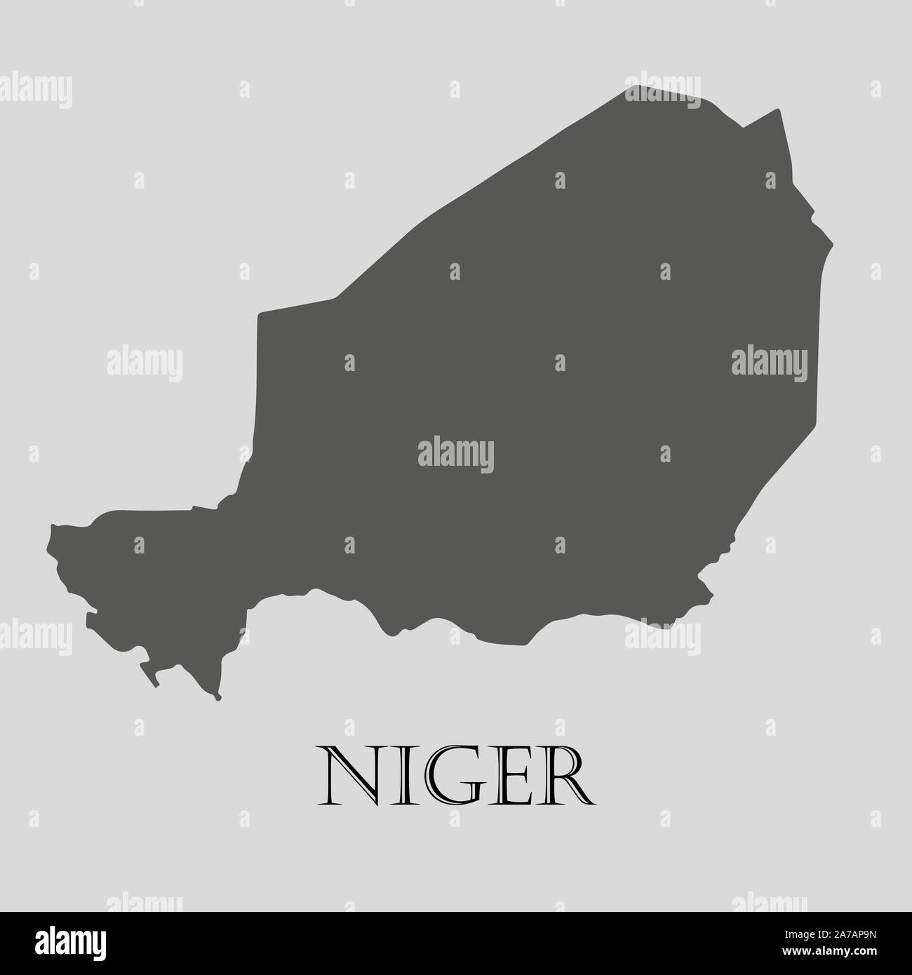 Carte Niger gris sur fond gris clair. Carte Niger gris - vector illustration. Illustration de Vecteur