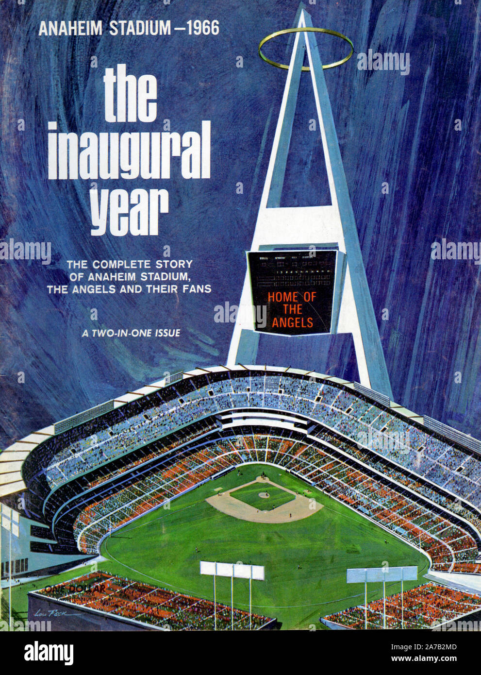 Annuaire pour la California Angels d'Anaheim en 1966 illustre le nouveau stade sur son couvercle. Banque D'Images