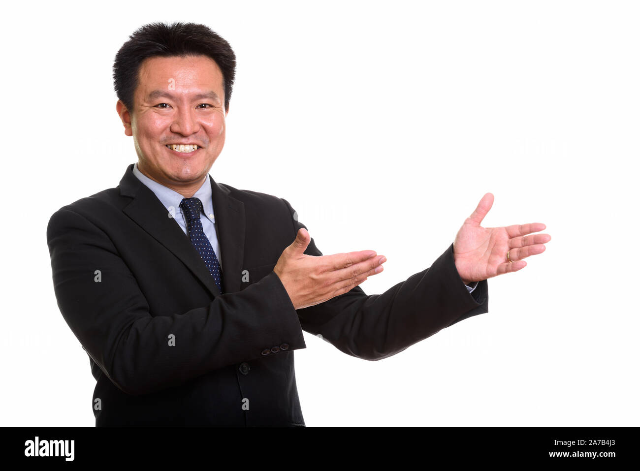 Portrait de l'homme japonais isolés contre fond blanc Banque D'Images