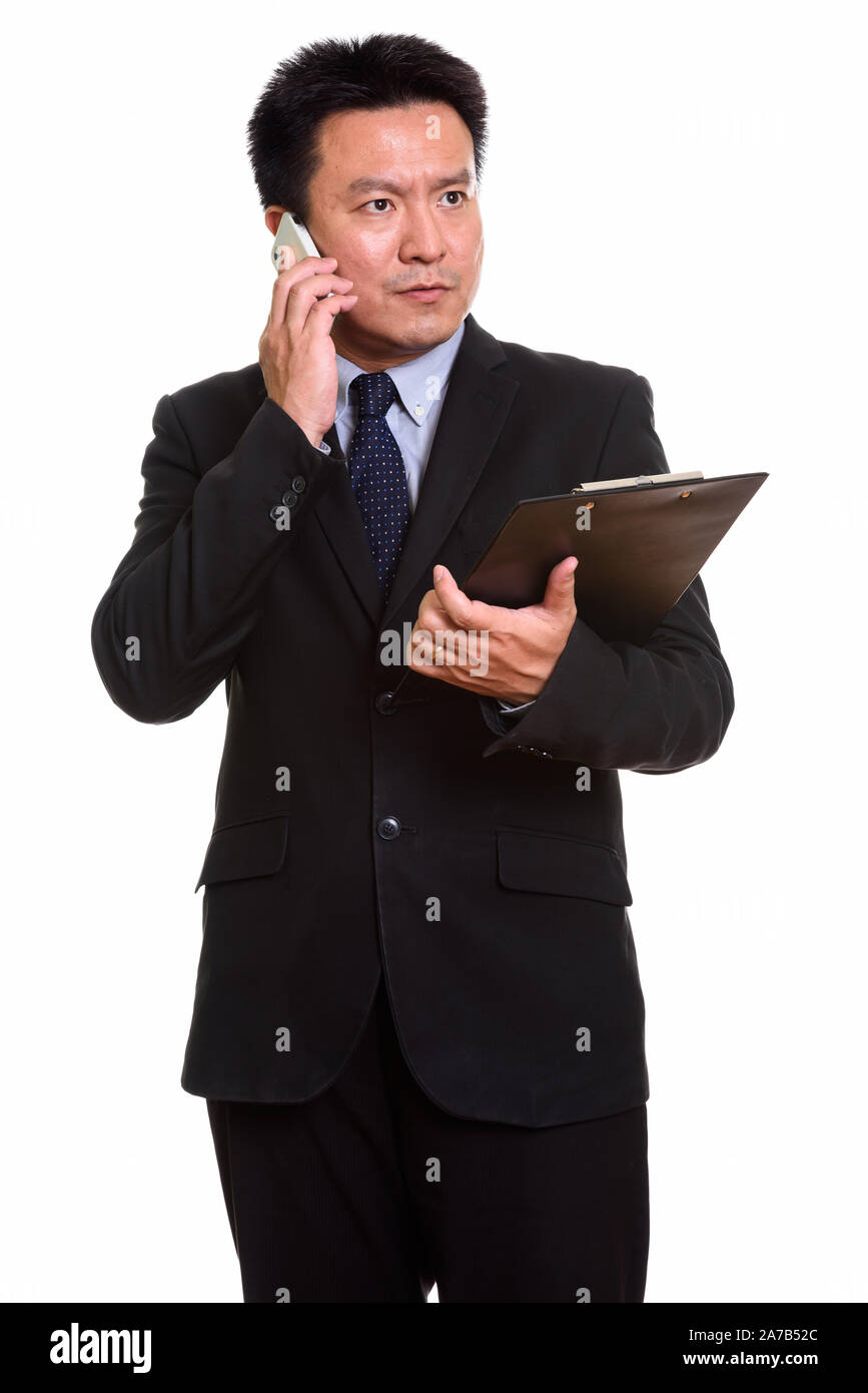 Portrait de l'homme japonais isolés contre fond blanc Banque D'Images