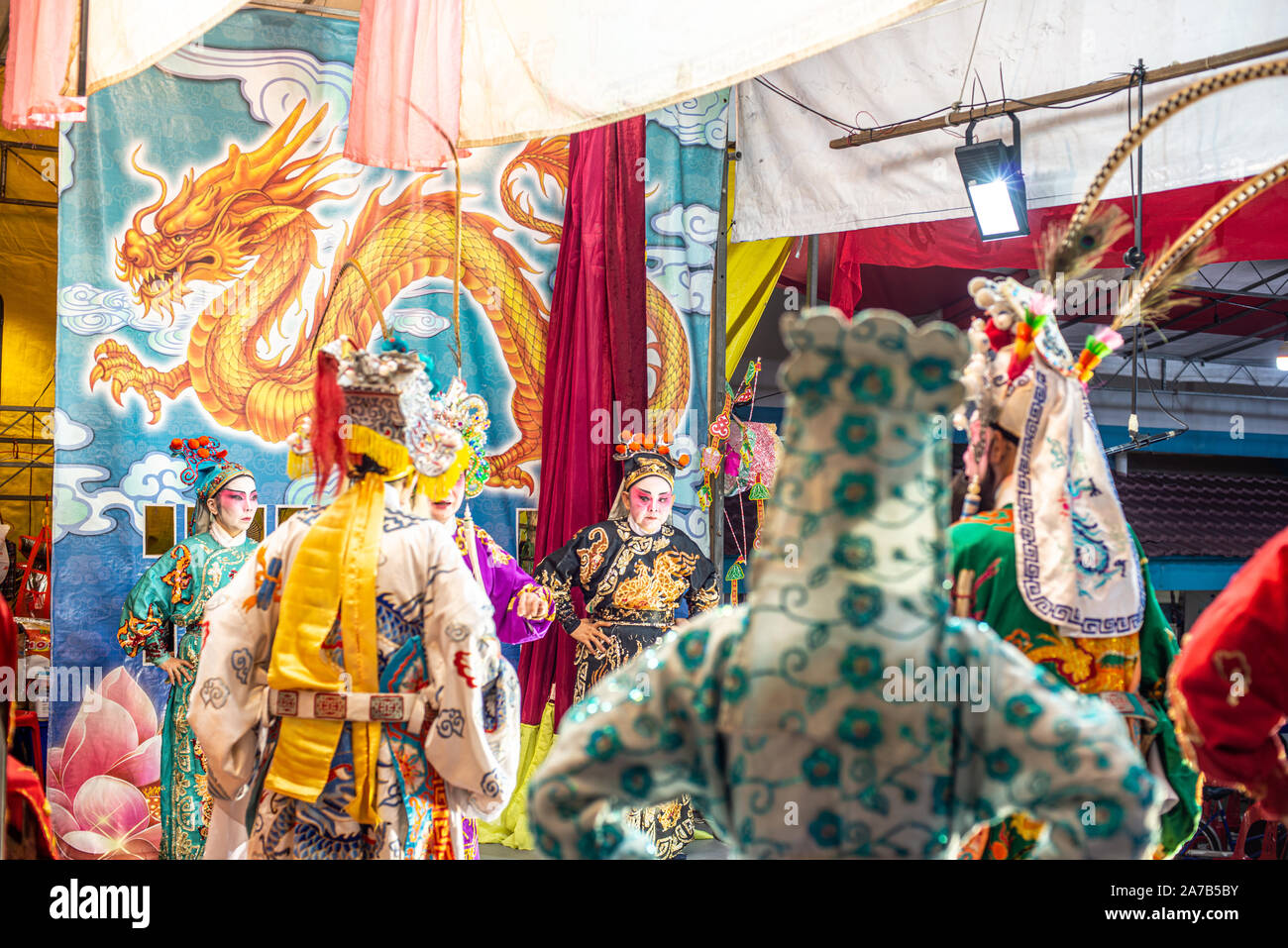 Dialecte Chinois Teochew, Asie de l'Opéra. Au cours de l'opéra traditionnel Septième Mois Ghost Festival. Heritage arts culture voir. Banque D'Images