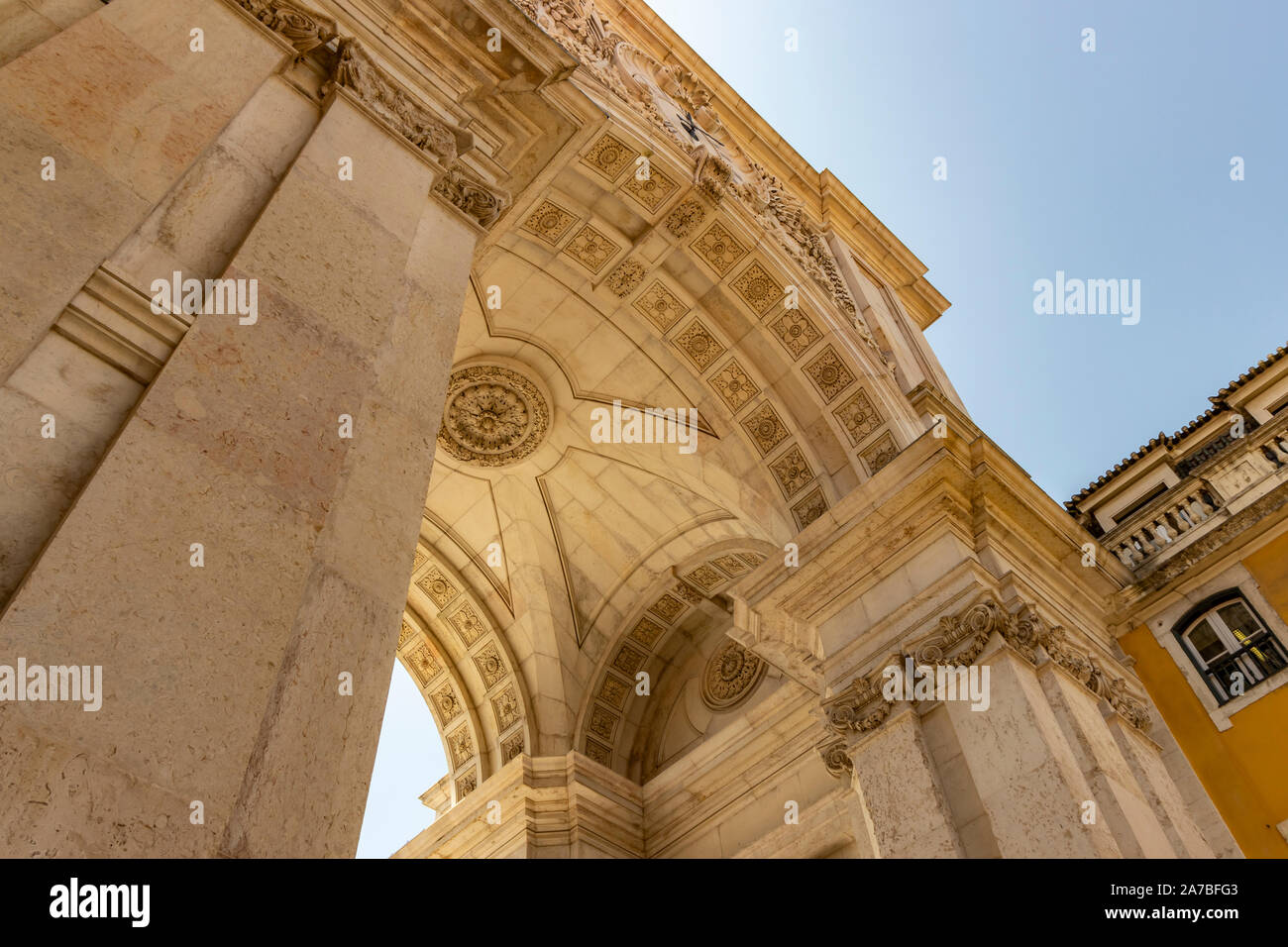 Détail de l'Arco da Rua Augusta à Praça do Comércio à Baixa, le centre-ville de Lisbonne. Banque D'Images Détail de l'Arco da Rua Augusta à Praça do Comércio à Baixa, le centre-ville de Lisbonne. Banque D'Images