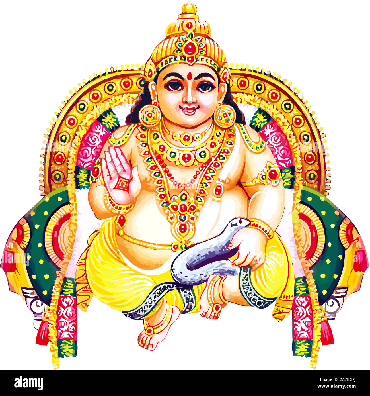 Kubera Seigneur de la richesse et le dieu roi mythologie Hindoue illustration Banque D'Images