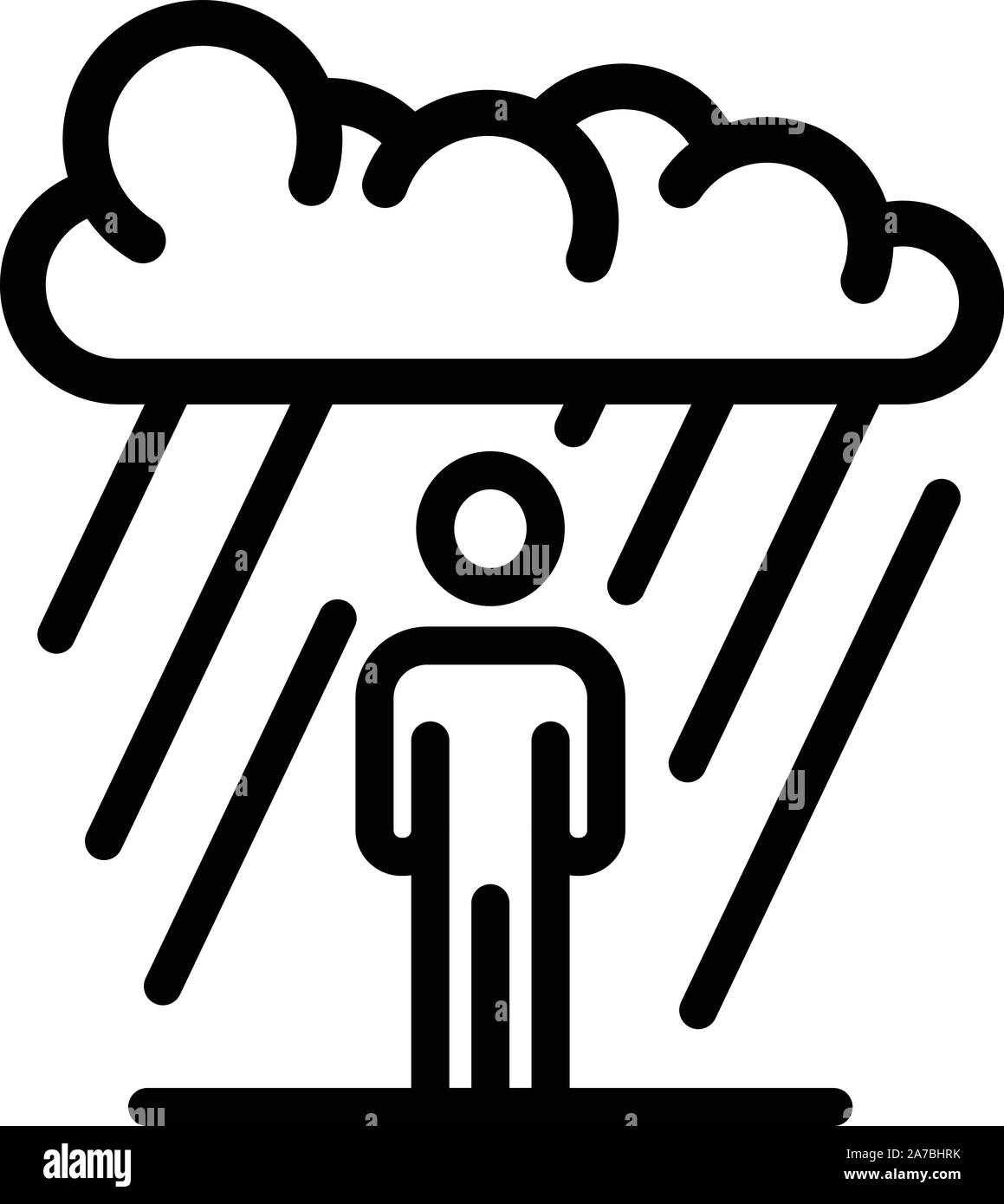 L'homme sous la pluie, l'icône de style contour Illustration de Vecteur