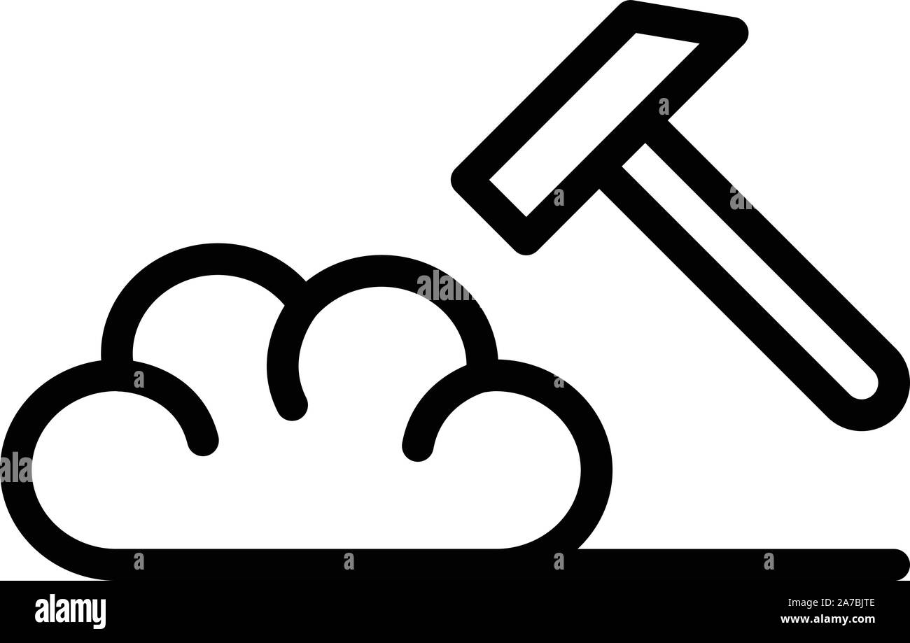 La dépression, l'icône cerveau marteau style contour Illustration de Vecteur