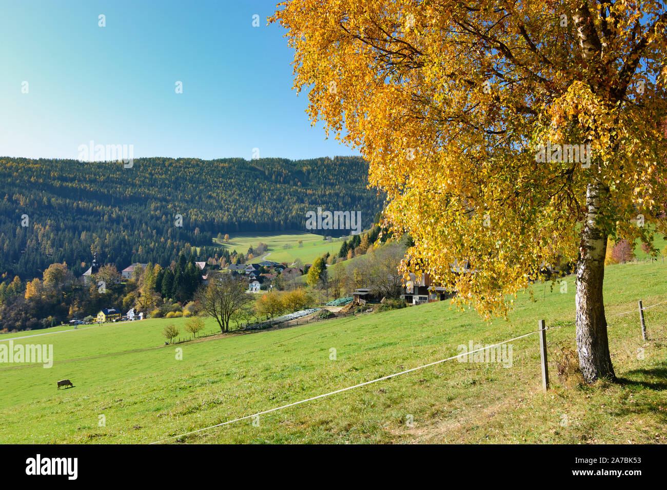 Sankt Lambrecht : Hameau St Blasen, parc naturel Zirbitzkogel-Grebenzen en Autriche, Styrie, Carinthie, Murau-Murtal Banque D'Images