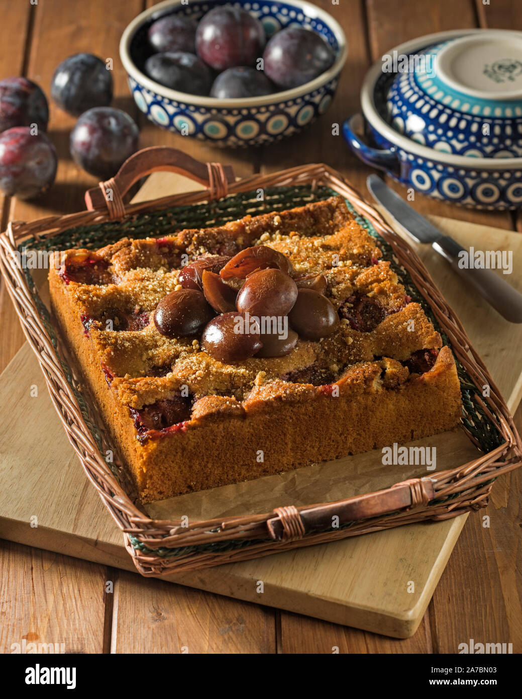 Polish gâteau aux prunes. Placek z Sliwkami. Pologne L'alimentation Banque D'Images