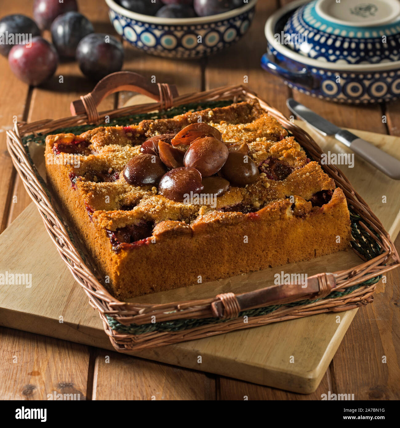 Polish gâteau aux prunes. Placek z Sliwkami. Pologne L'alimentation Banque D'Images