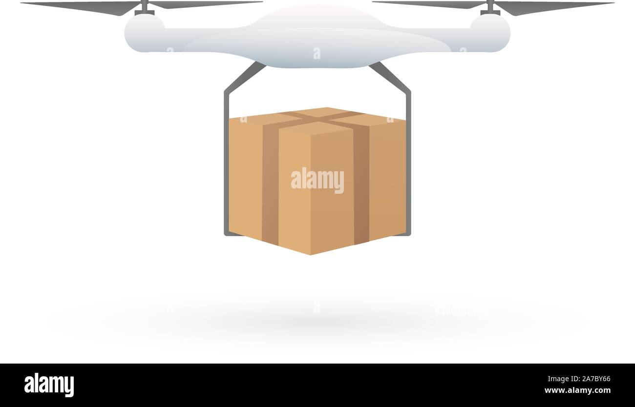 Drone de livraison de colis. Concept illustration d'un bourdon portant un paquet. Icône vecteur Illustration Illustration de Vecteur