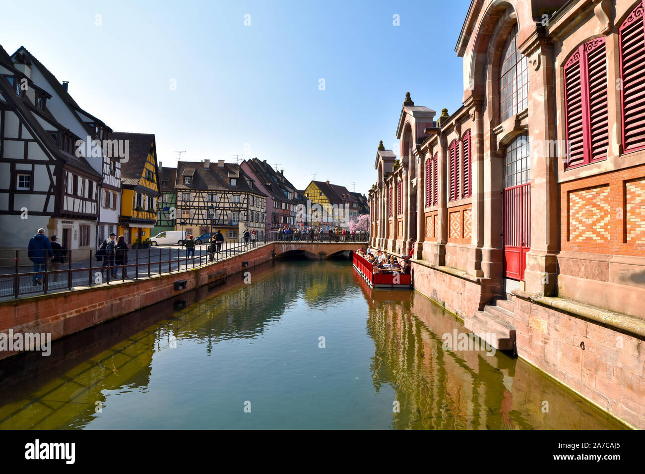 Colmar, France - le 23 mars 2019 : la petite Venise à Colmar. Banque D'Images