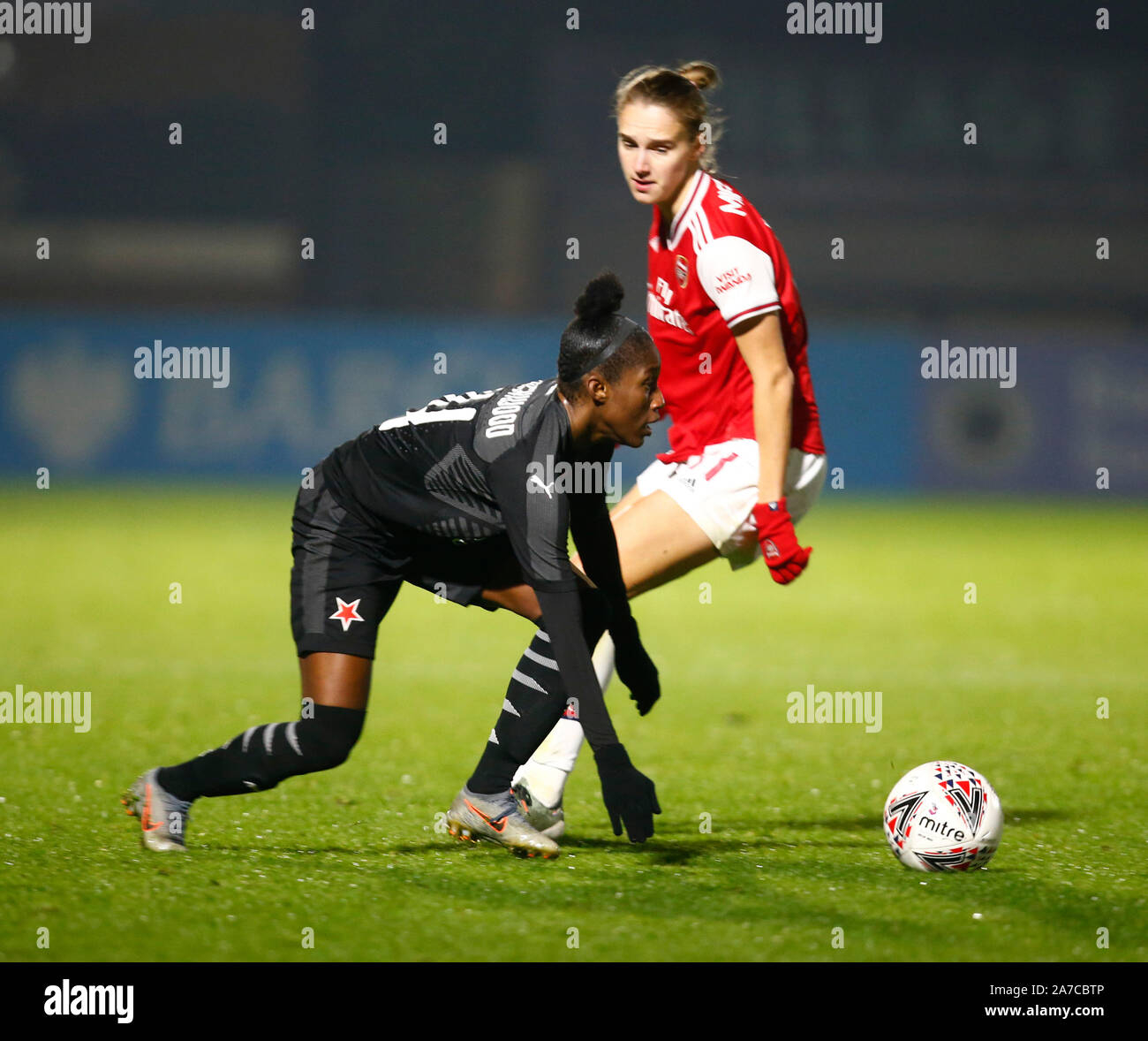 Manchester, Angleterre - 31 OCTOBRE : Deneisha Blackwood de Slavia Praha les femmes pendant l'Uefa Women's Champions League Tour de jambe 16 2 match entre Arsen Banque D'Images