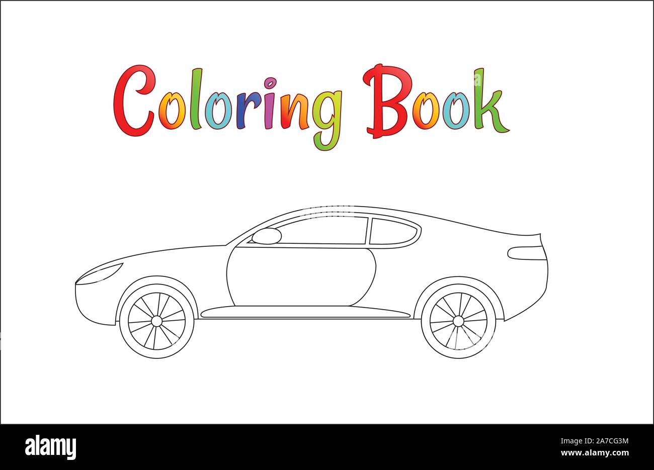 Voiture de course de la bande dessinée illustration vecteur de fond page à colorier pour les enfants. Le trafic automobile et la vitesse. Voiture de course automobile. Illustration de Vecteur