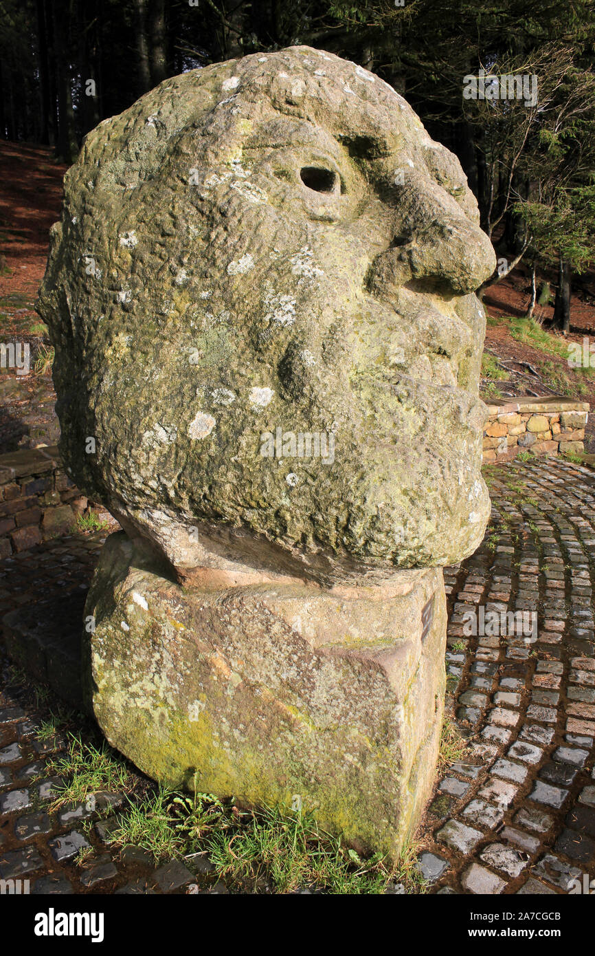La vue 'Orme' sculpture, Phare est tombé Country Park, Lancashire, UK Banque D'Images