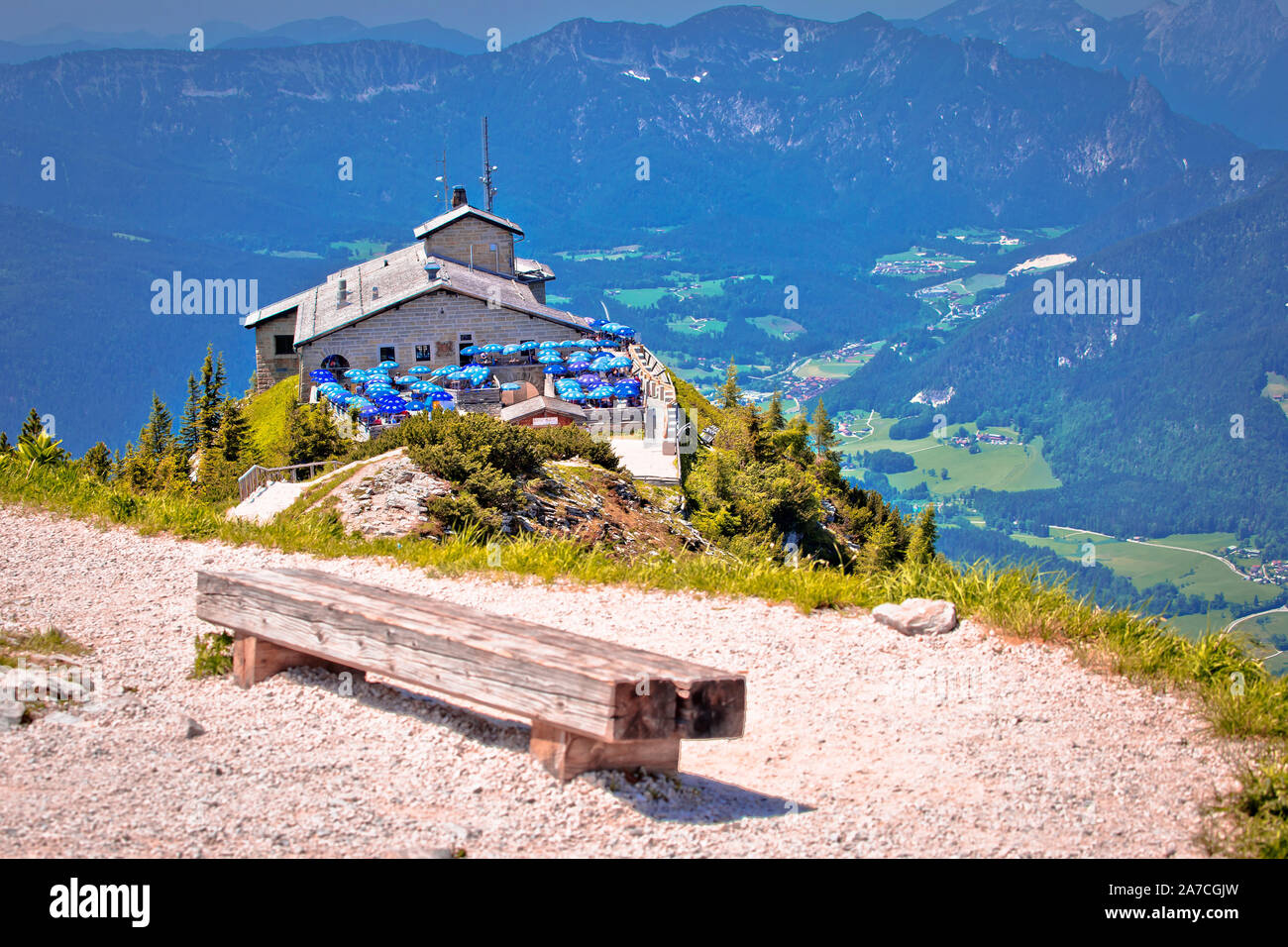 Eagle's Nest ou Kehlsteinhaus hideout sur le rocher au-dessus de paysages alpins, Berchtesgadener Land, Bavière, Allemagne Banque D'Images