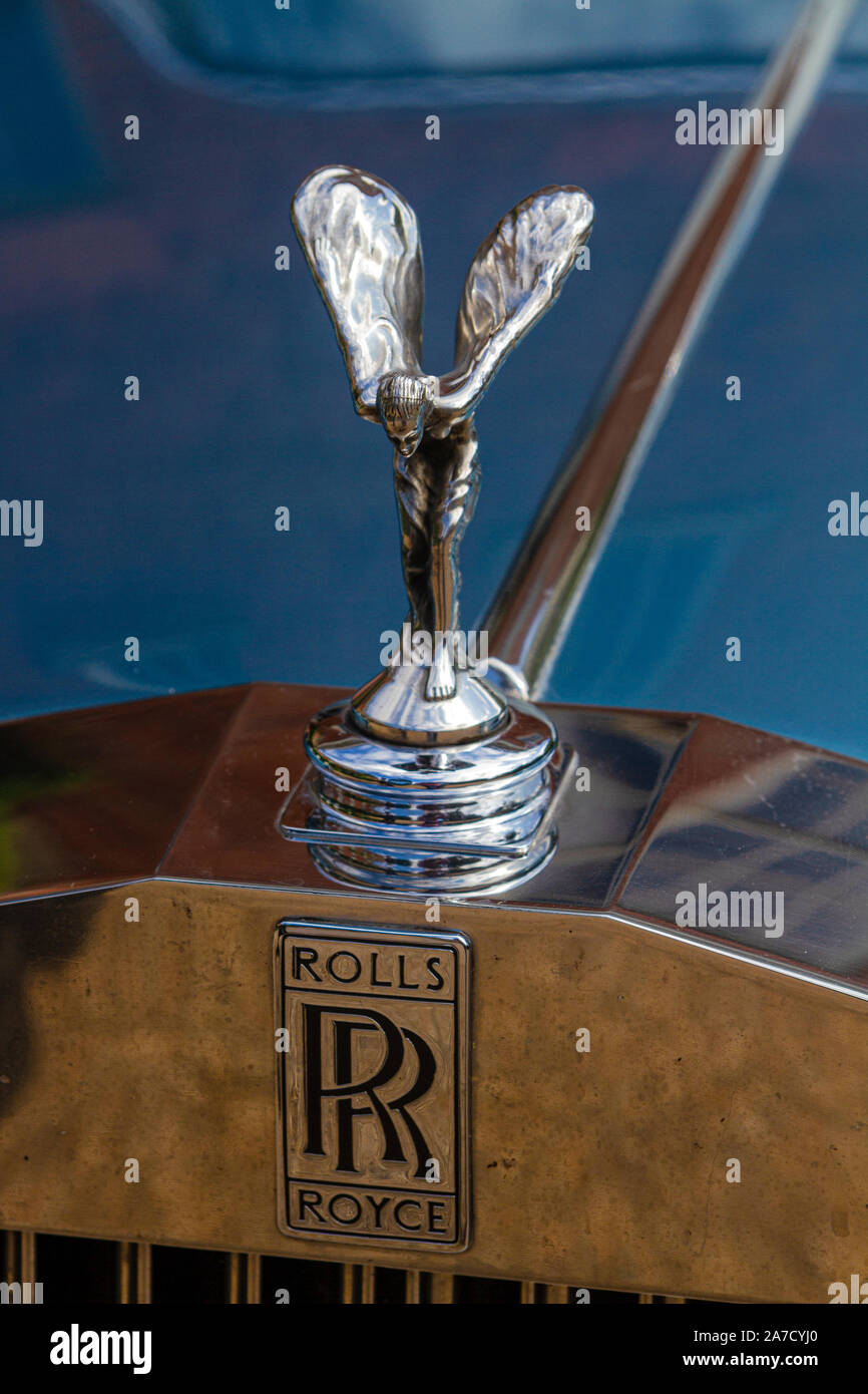 Emblème de radiateur d'une Rolls Royce voiture classique Banque D'Images