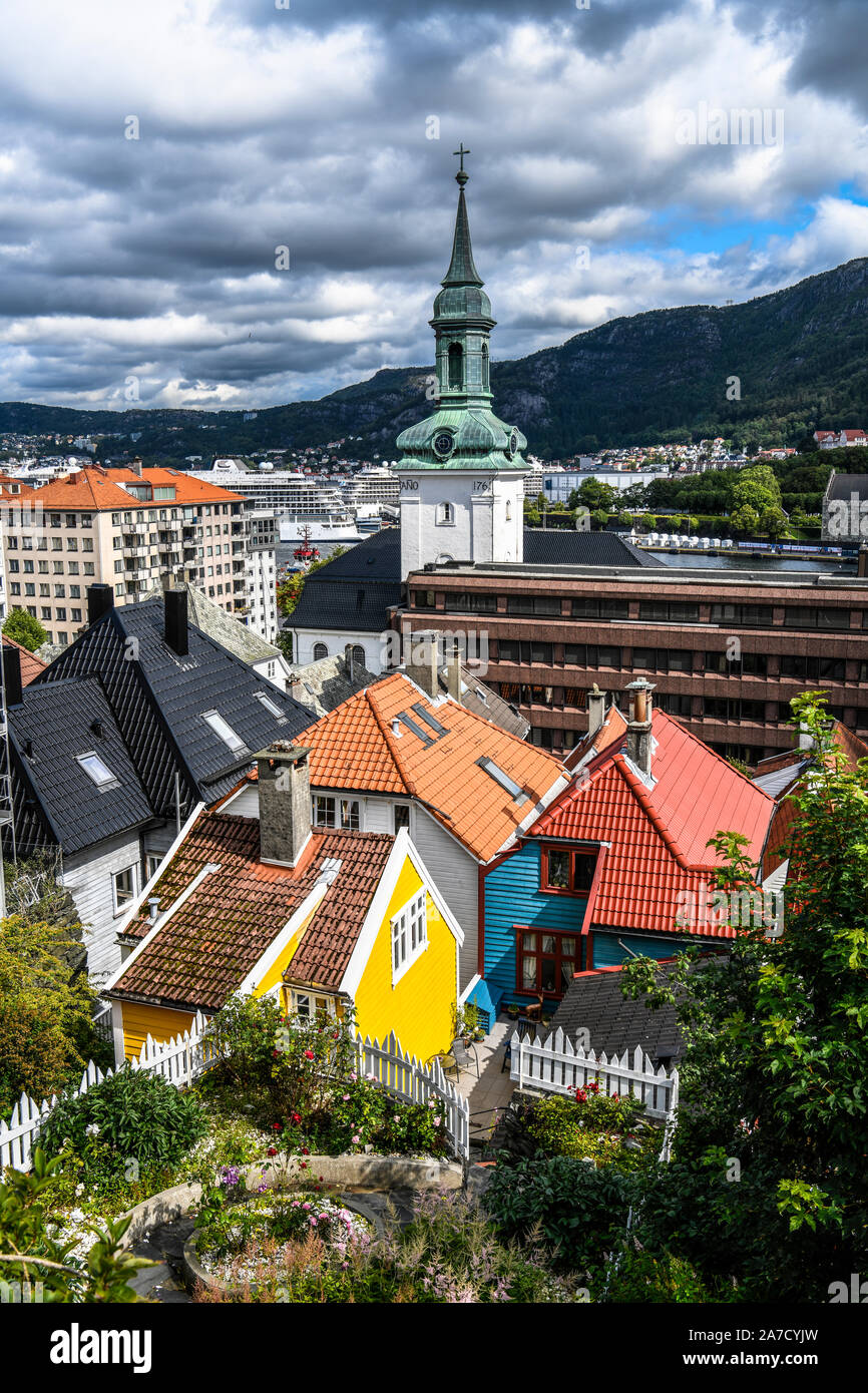La Norvège. Norvegia. Bergen. Nordness, un pittoresque au centre-ville Banque D'Images