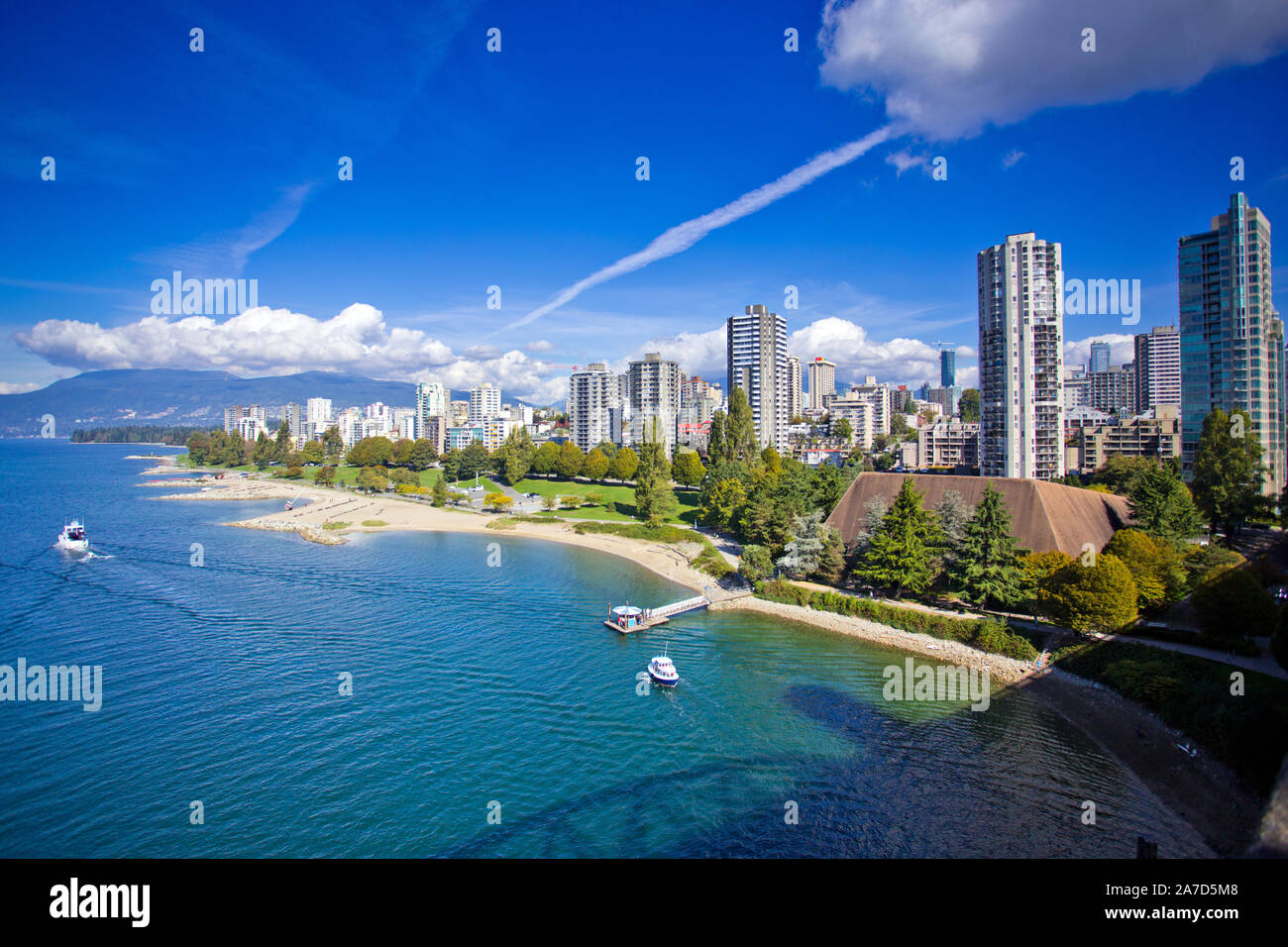 Le port de Vancouver en Colombie-Britannique, Canada. Photographie prise du pont de la rue Burrard. Banque D'Images