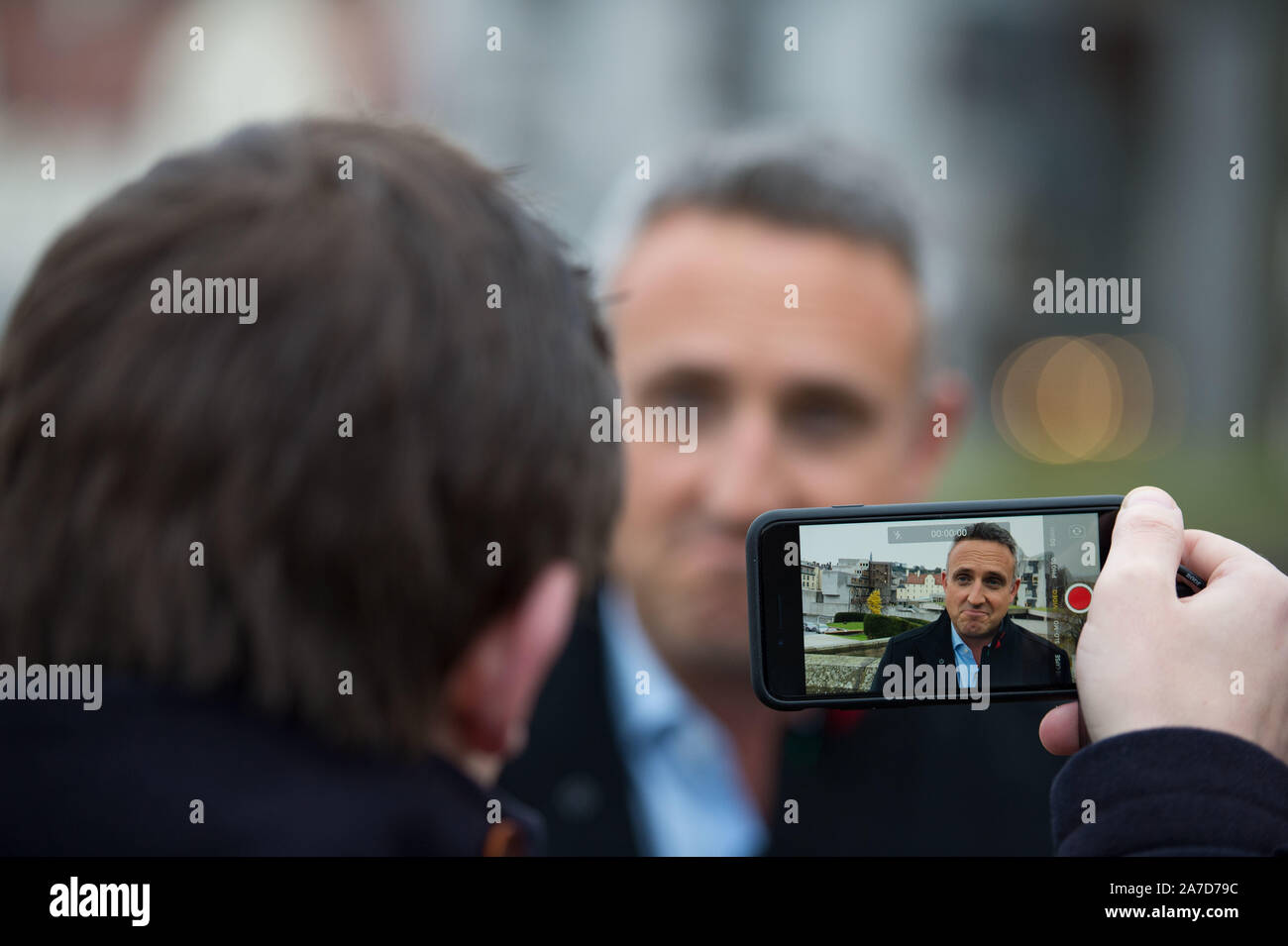 Edinburgh, Royaume-Uni. 1er novembre 2019. Photo : Alex Cole-Hamilton MSP. Vu lors d'une séance de photo à Terre dynamique à Édimbourg pour lancer leur campagne électorale générale de l'affiche. Crédit : Colin Fisher/Alamy Live News Banque D'Images