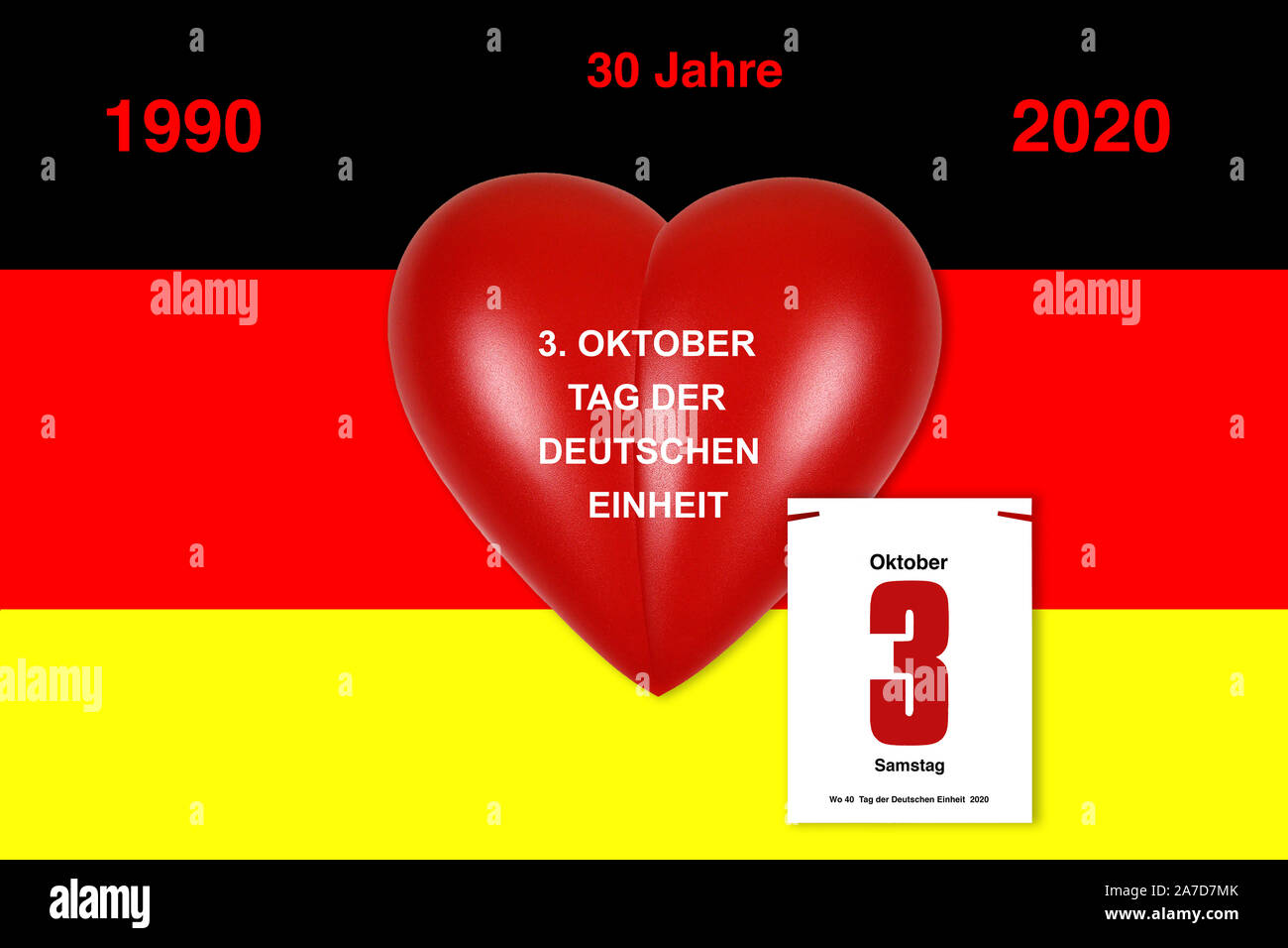 3. Oktober, Tag der Deutschen Einheit, Bundesadler, Herz, Nationalfarben, Deutschlandkarte, schwarz-rot-gold, Banque D'Images
