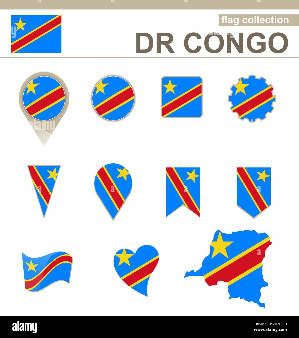 Drapeau de la République démocratique du Congo, les versions 12 Collection Illustration de Vecteur