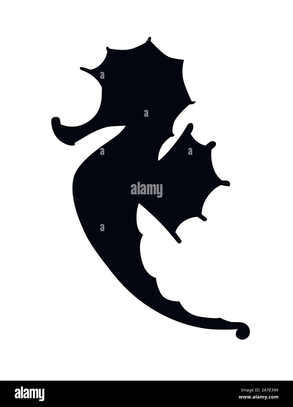 Silhouette noire adorable cute cartoon animal mer hippocampes télévision design vector illustration isolé sur fond blanc. Illustration de Vecteur