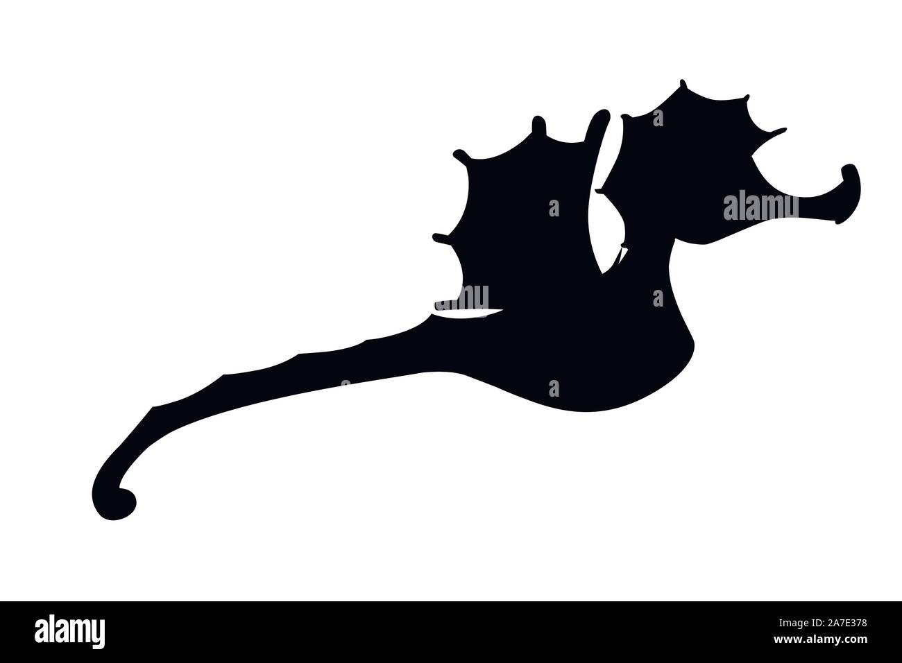 Silhouette noire adorable cute cartoon animal mer hippocampes télévision design vector illustration isolé sur fond blanc. Illustration de Vecteur