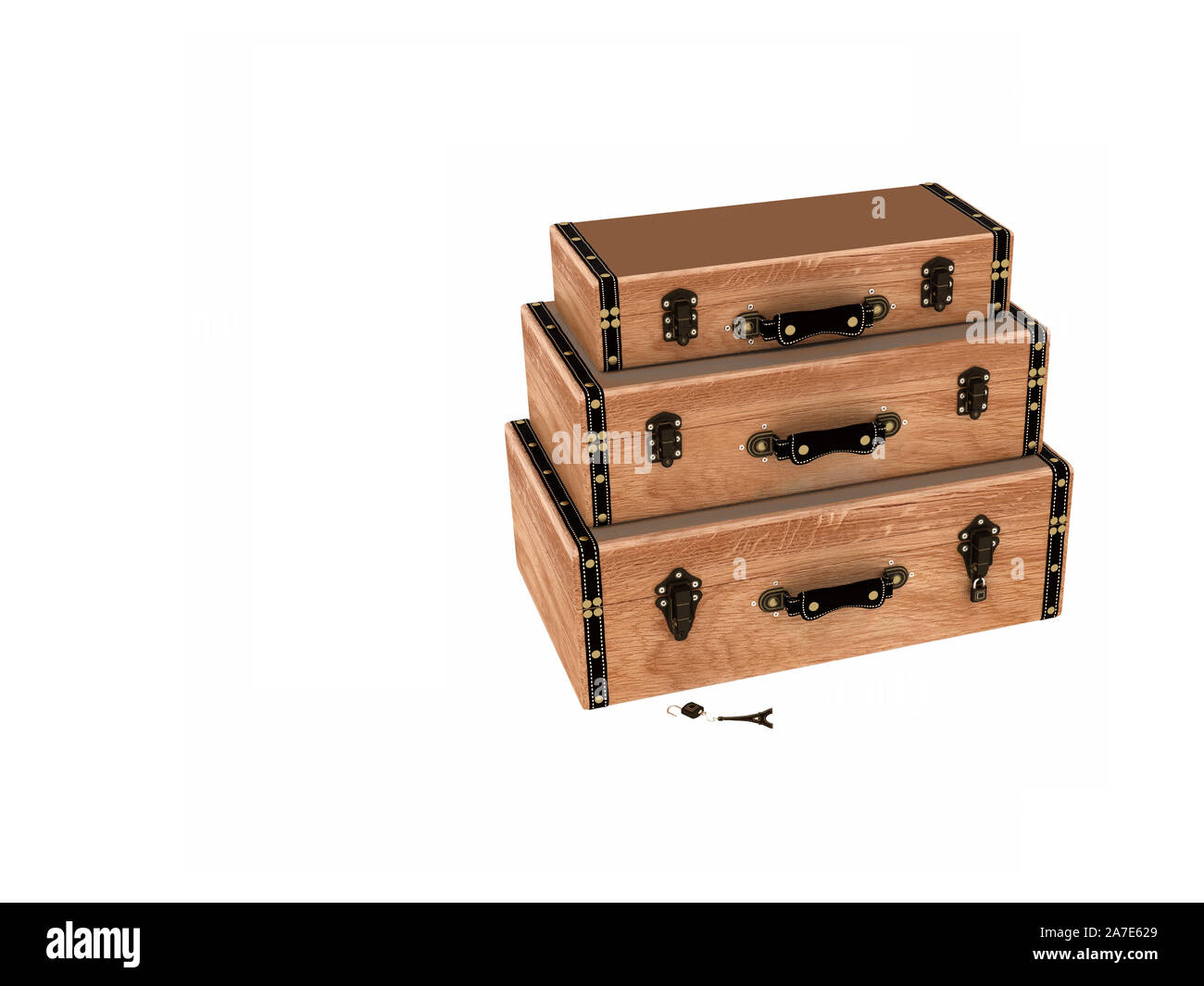 3D render of wood valises Banque D'Images