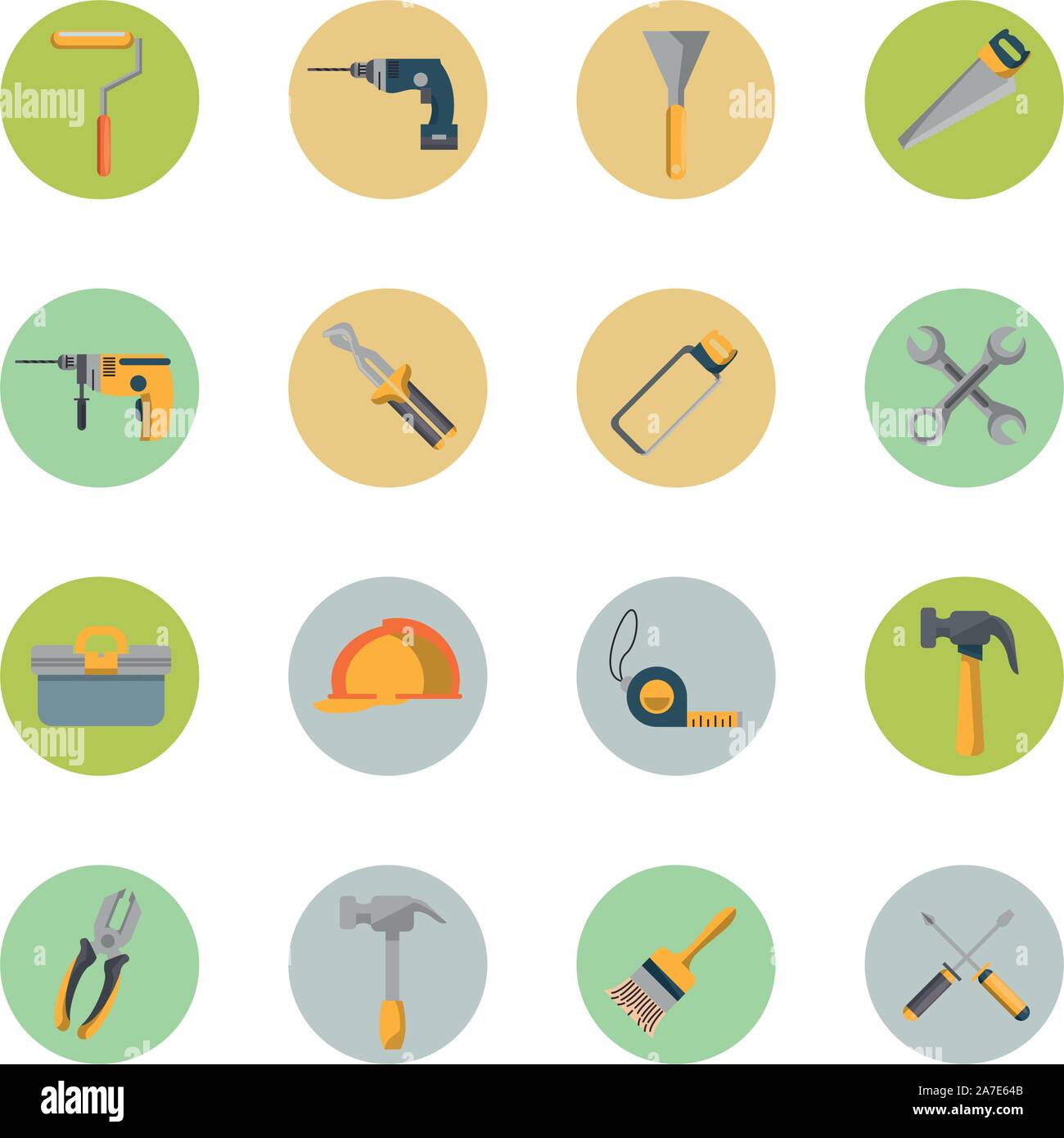 Ensemble d'outils de construction set icons Illustration de Vecteur