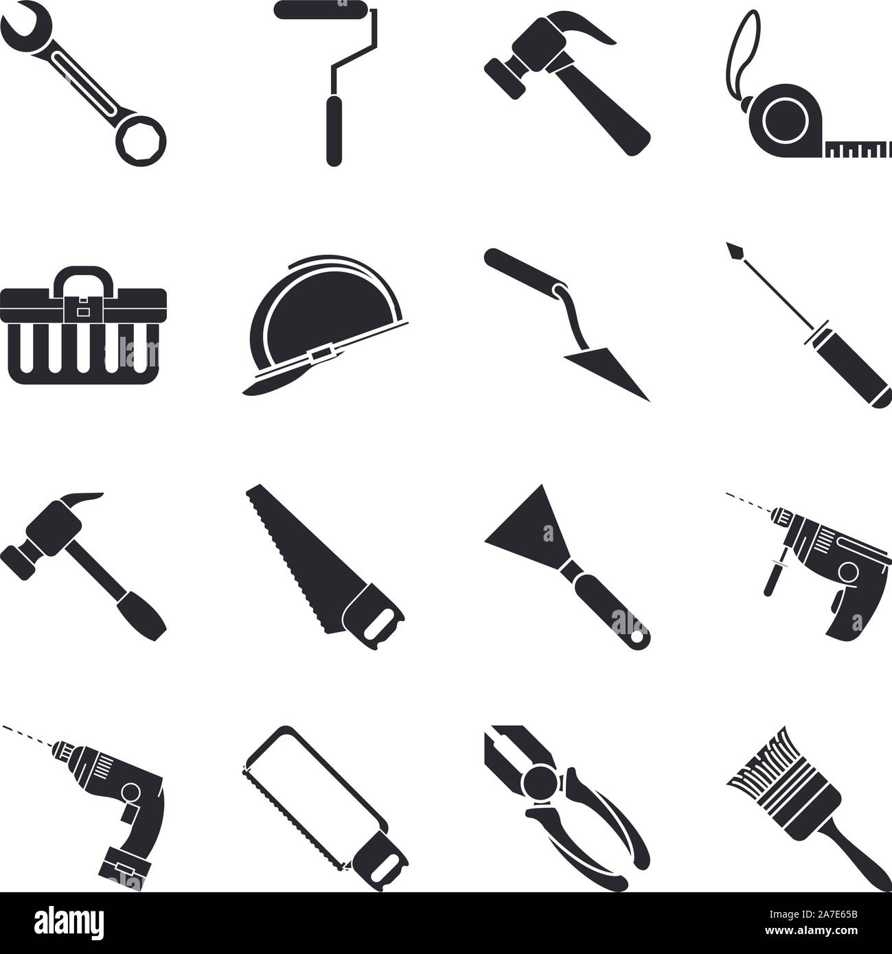 Ensemble d'outils de construction set icons Illustration de Vecteur