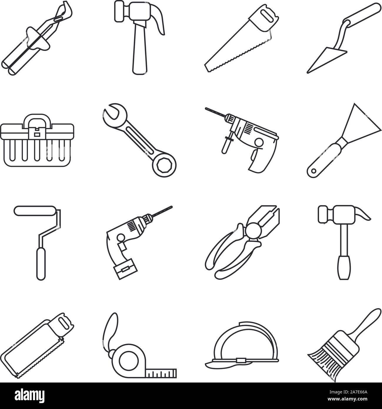 Ensemble d'outils de construction set icons Illustration de Vecteur