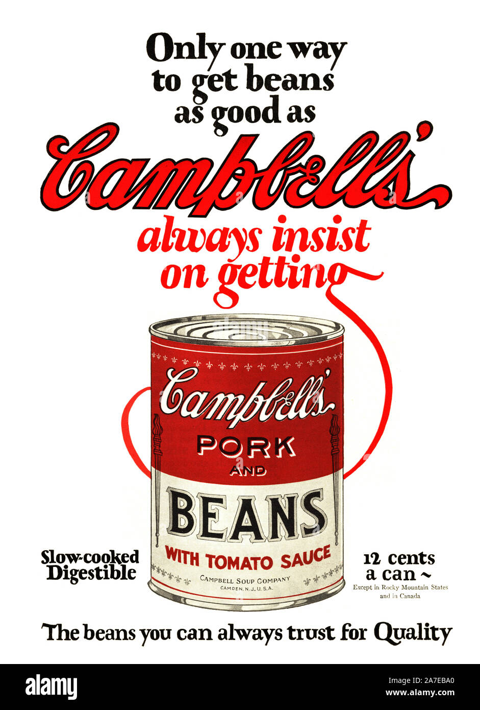 Campbell's Soupe Porc 1925 Ad Banque D'Images
